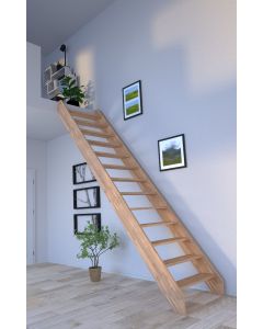 Massivholztreppe Rhodos Gerade ohne Setzstufen ohne Geländer