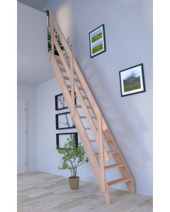 Raumspartreppe Buche 2000 mit Holzgeländer links