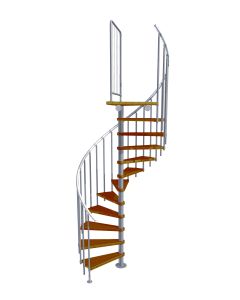 Spindeltreppe NOVO Typ 1 aus Stahl/Holz mit Geländer und Podest