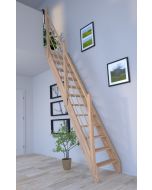 Raumspartreppe Eiche 3000 in gerader Ausführung - mit Holz-Holz-Design-Geländer links