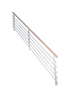 Treppengeländer Modell Lindos 1/4 Gewendelt Buche in Design-Edelstahl Ausführung