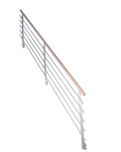 Treppengeländer Modell Rhodos Gerade Buche in Design-Edelstahl Ausführung