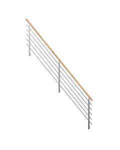 Treppengeländer Modell Rhodos 1/4 Gewendelt Eiche in Design-Edelstahl Ausführung mit Rundhandlauf