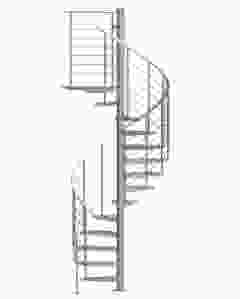 Außenspindeltreppe PERFO aus massiven Stahl mit Geländer und Podest - Stufen aus  Lochblech - feuerverzinkt