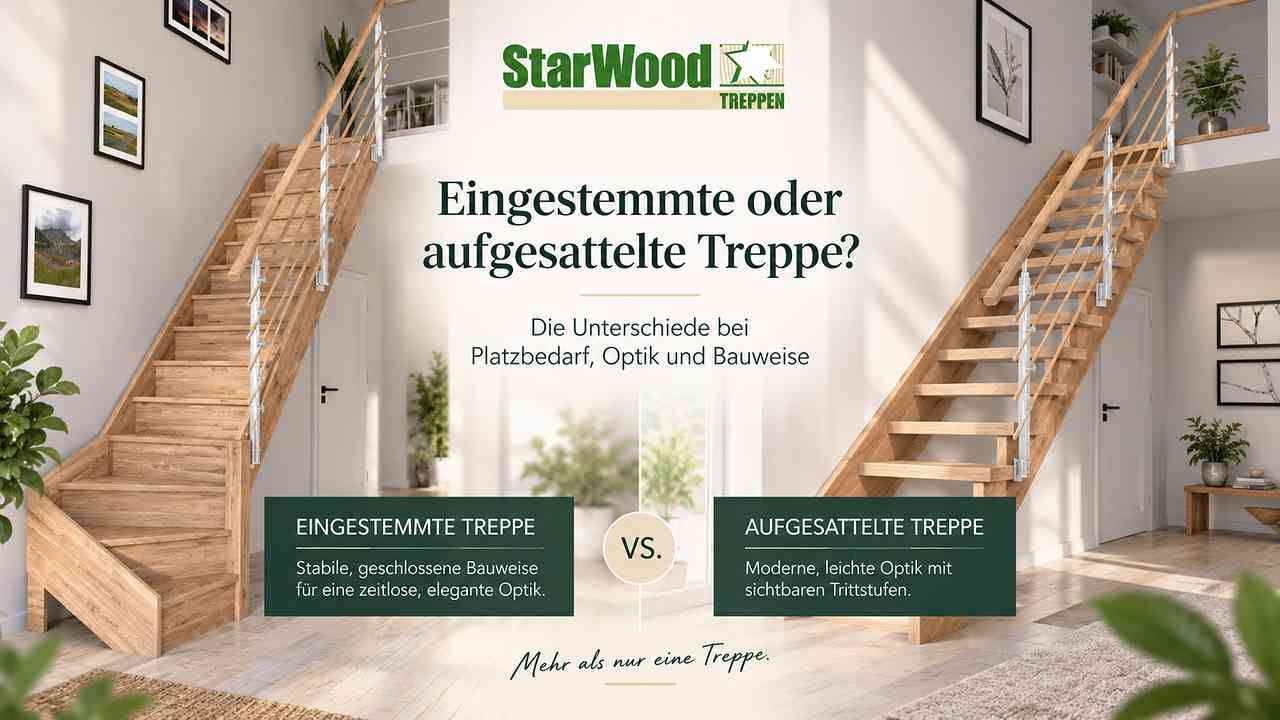 Eingestemmt oder aufgesattelt: die zwei Bauweisen der Wangentreppe