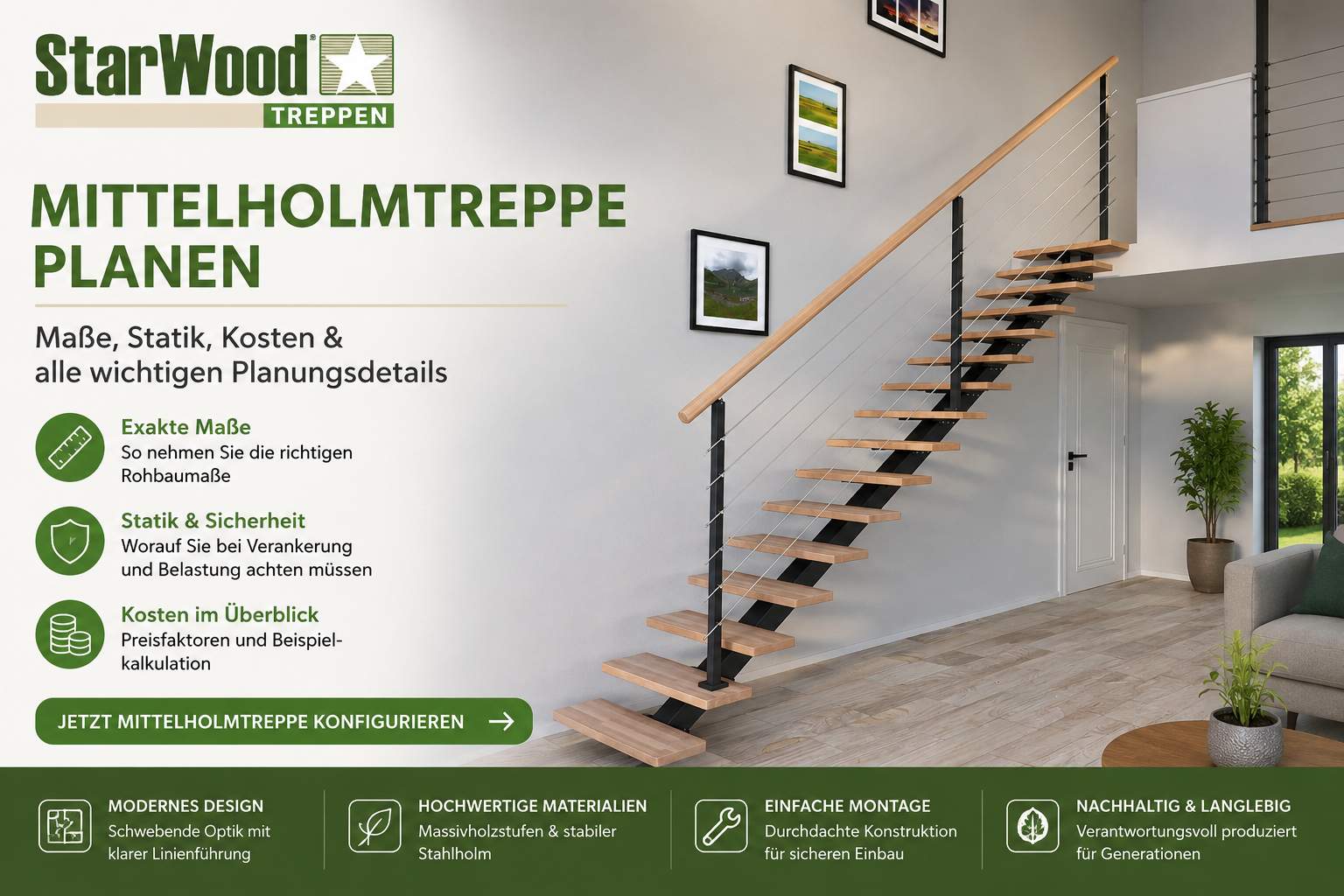 Mittelholmtreppe planen: Was Sie vor der Bestellung wissen sollten