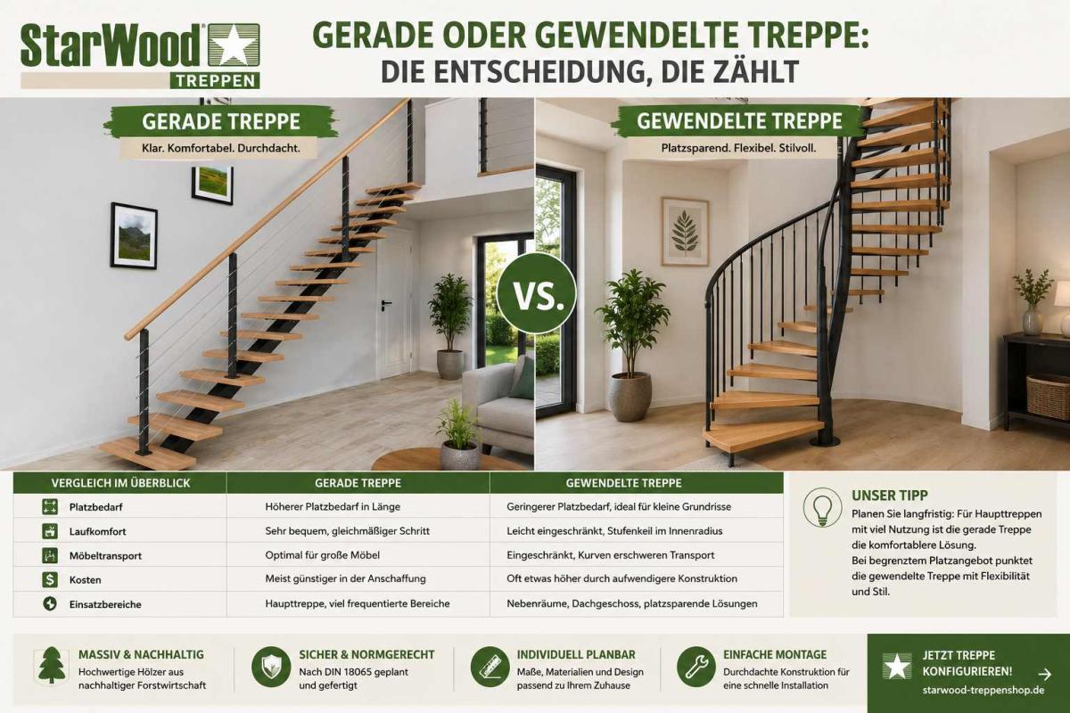  Gerade oder gewendelte Treppe: Die Entscheidung, die zählt