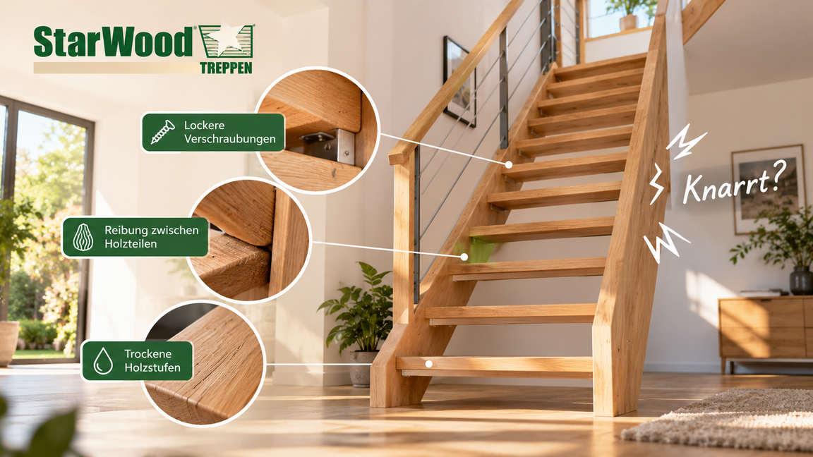 Treppe knarrt: Was tun, wenn die Holztreppe Geräusche macht?