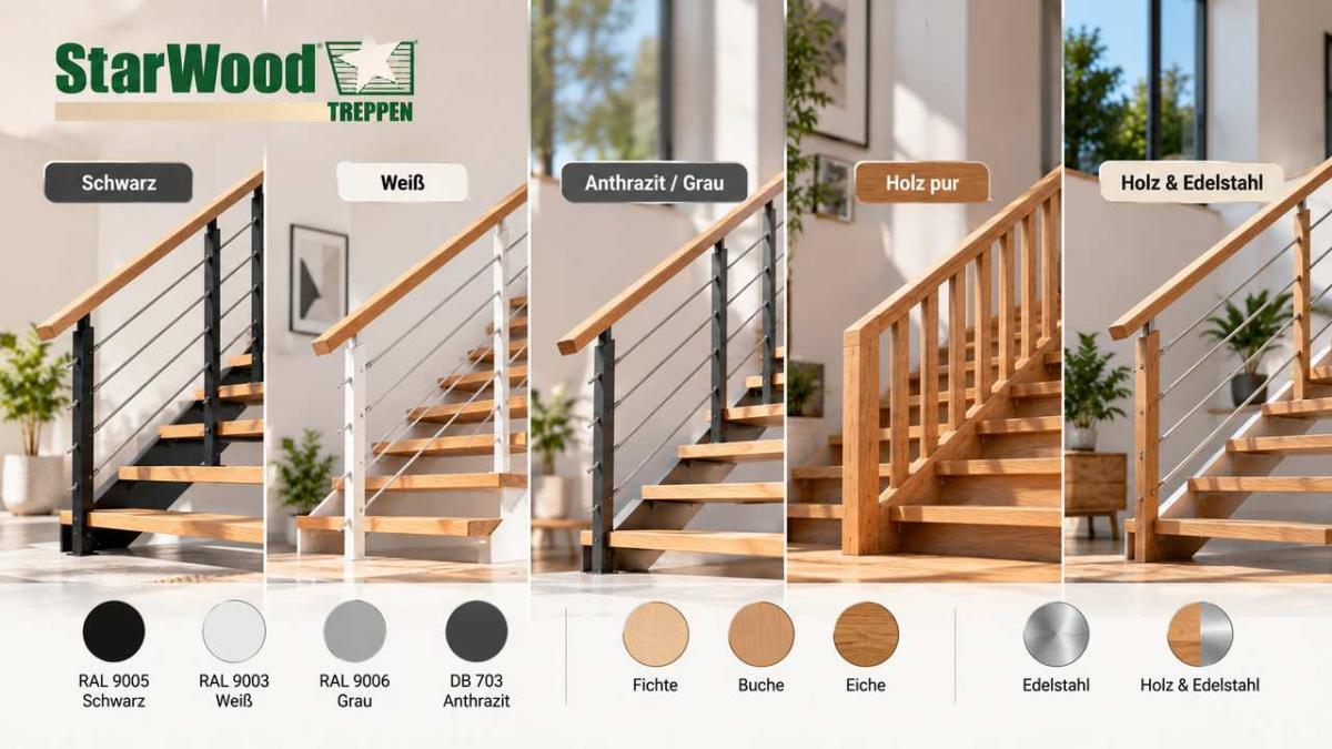 Treppengeländer-Ideen: Farben und Materialien für Ihre Treppe